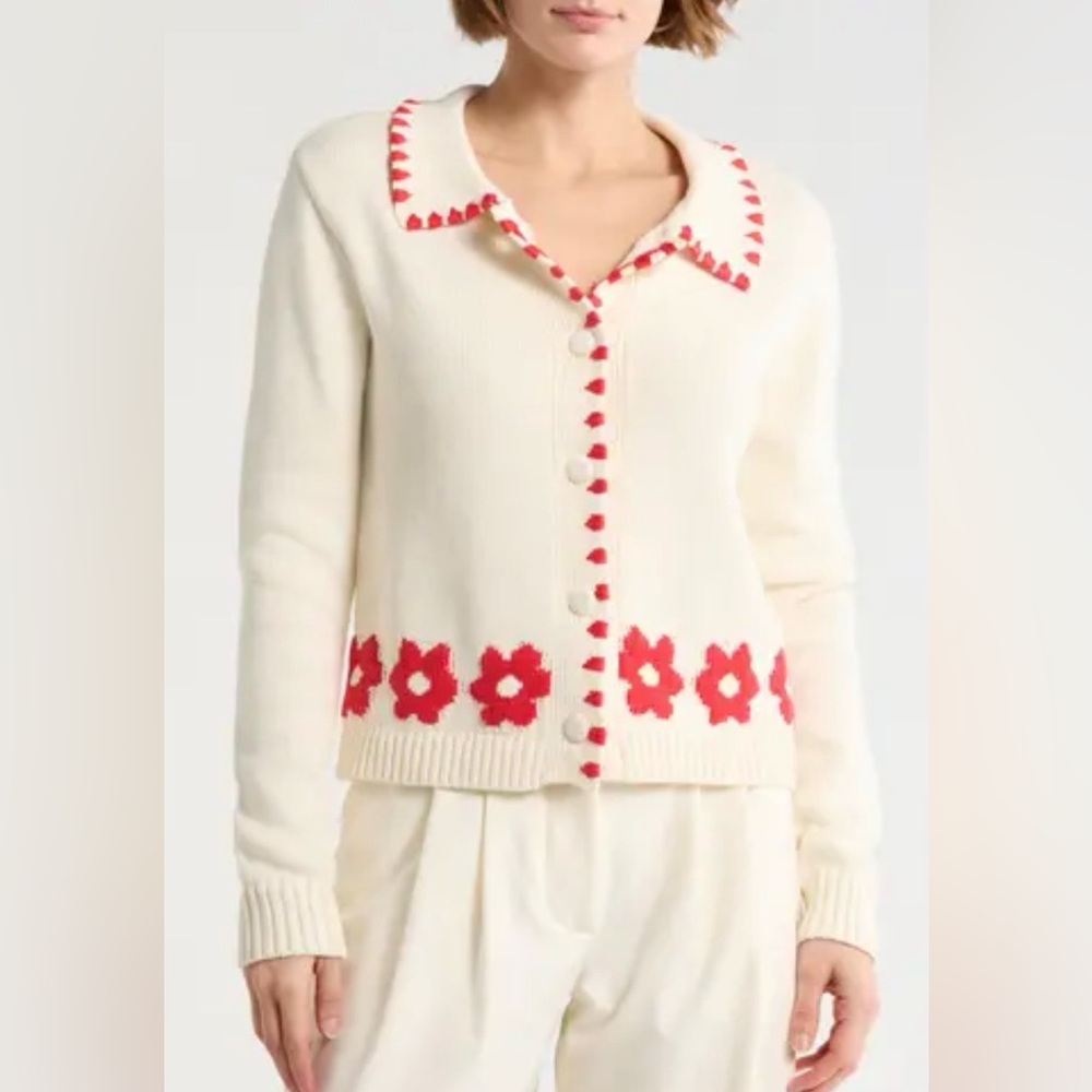 Ellie Collared Buttoned Cardigan, Size XS